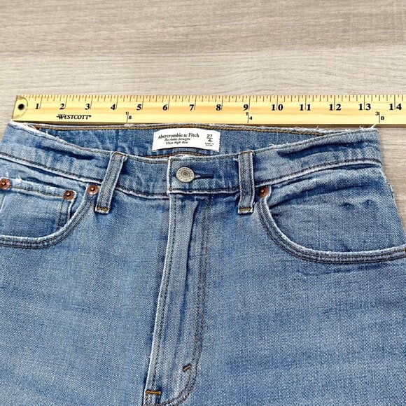 Abercrombie & Fitch The Ankle Straight Ultra High Rise in Light Wash Denim Sz 27 - Picture 10 of 15